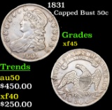 1831 Capped Bust Half Dollar 50c Grades xf+