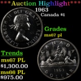 ***Auction Highlight*** 1963 Canada Dollar $1 Graded ms67 pl By SEGS (fc)