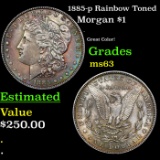 1885-p Morgan Dollar Rainbow Toned $1 Grades Select Unc