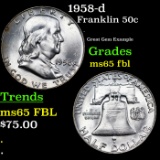 1958-d Franklin Half Dollar 50c Grades GEM FBL