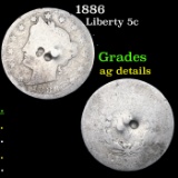 1886 Cents Liberty Nickel 5c Grades ag details