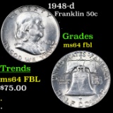 1948-d Franklin Half Dollar 50c Grades Choice Unc FBL