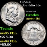 1954-s Franklin Half Dollar 50c Grades Choice Unc+ FBL