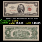 1963 $2 Red Seal United States Note Grades Select CU