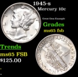 1945-s Mercury Dime 10c Grades GEM FSB