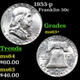 1953-p Franklin Half Dollar 50c Grades Select+ Unc