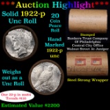 ***Auction Highlight*** Full solid date 1922-p Uncirculated Peace silver dollar roll, 20 coins (fc)