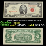 1963 $2 Red Seal United States Note Grades Gem CU