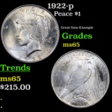 1922-p Peace Dollar $1 Grades GEM Unc