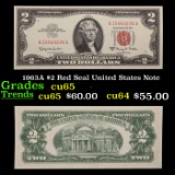 1963A $2 Red Seal United States Note Grades Gem CU