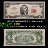 1963 $2 Red Seal United States Note Grades Gem CU