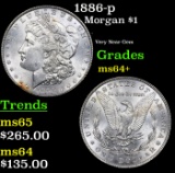 1886-p Morgan Dollar $1 Grades Choice+ Unc