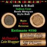 ***Auction Highlight*** Indian cent 1c orig McDonald's Brandt wrapper roll, 1909 end S other end (fc