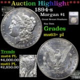 ***Auction Highlight*** 1894-s Morgan Dollar $1 Graded ms63+ pl By SEGS (fc)