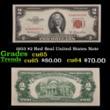 1953 $2 Red Seal United States Note Grades Gem CU