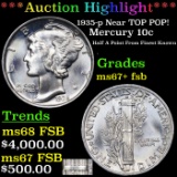 ***Auction Highlight*** 1935-p Mercury Dime Near TOP POP! 10c Graded ms67+ fsb BY SEGS (fc)
