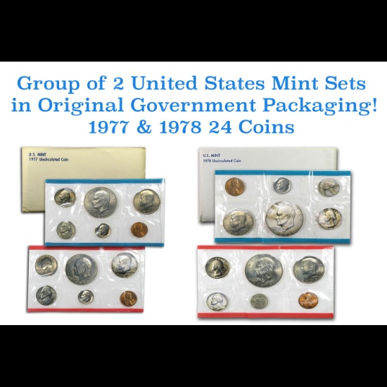 Group of 2 United States Mint Proof Sets 1977-1978 12 coins