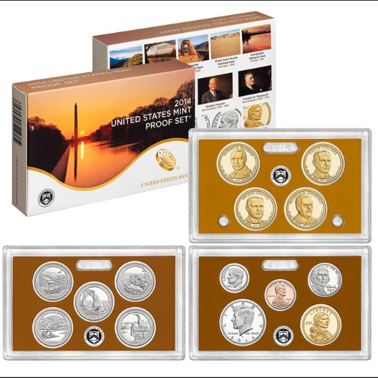 2014 Mint Proof Set In Original Case! 14 Coins Inside!