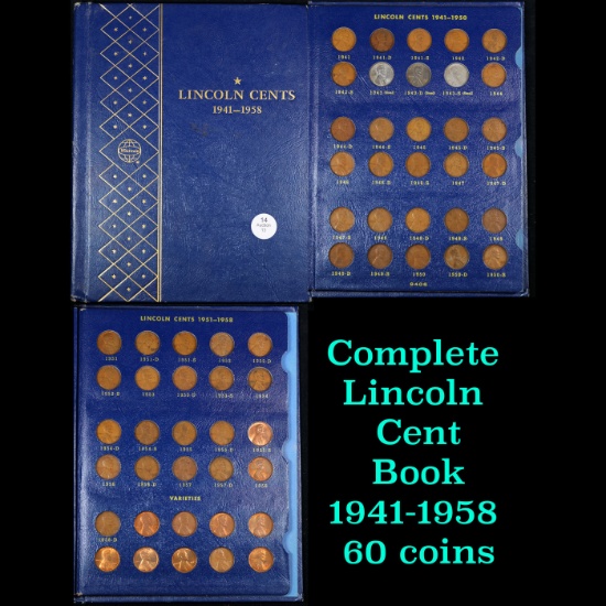 Complete Lincoln Cent Book 1941-1958 60 coins