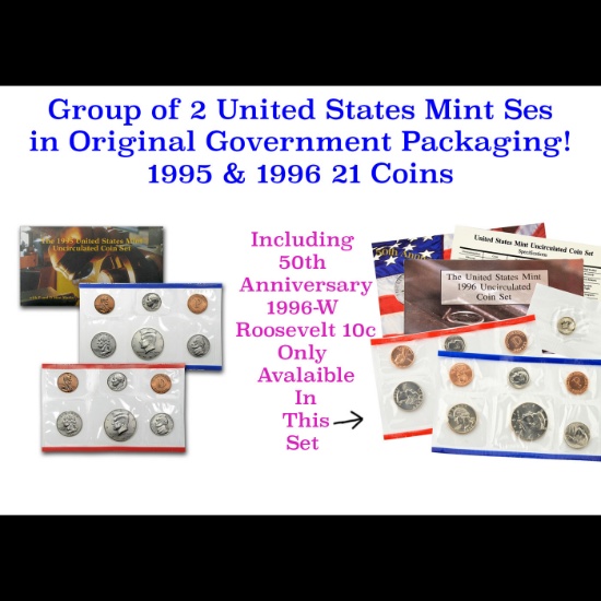 Group of 2 United States Mint Set in Original Government Packaging! From 1995-1996 with 20 Coins Ins