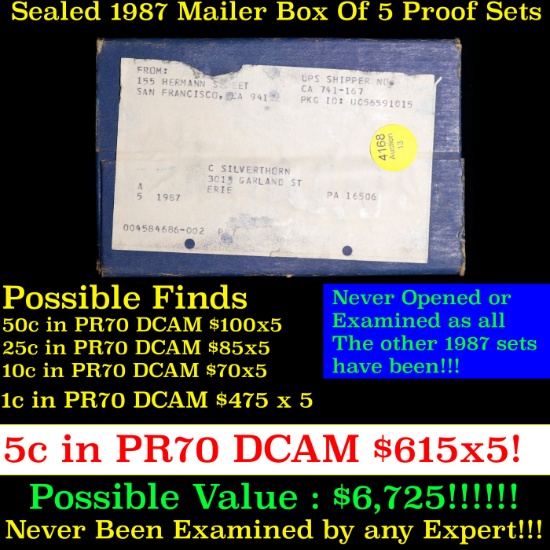 Original sealed Box of 5x 1987 United States Mint Proof Set's