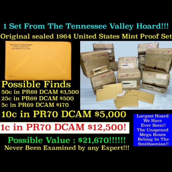 Original sealed 1964 United States Mint Proof Set Tennessee Valley Hoard