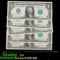 5x Consecutive **Star Note** 2009 $1 Federal Reserve Notes (Boston, MA), All CU Grades CU