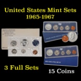 Group of 3 United States Special Mint Set in Original Government Packaging! From 1965-1967 with 15 C