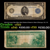 1914 $5 Large Size Blue Seal Federal Reserve Note (Chicago, IL) 7-G Grades vf+