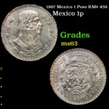 1967 Mexico 1 Peso KM# 459 Grades Select Unc