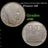 1930 France 10 Francs Silver KM# 878 Grades xf