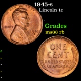 1945-s Lincoln Cent 1c Grades GEM+ Unc RB