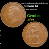 1939 Great Britain 1 Penny KM# 845 Grades xf+