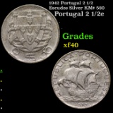 1942 Portugal 2 1/2 Escudos Silver KM# 580 Grades xf