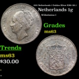 1931 Netherlands 1 Gulden Silver KM# 161.1 Grades Select Unc