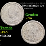 1916 Netherlands 10 Cents Silver KM# 145 Grades vf++
