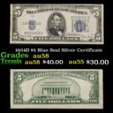 1934D $5 Blue Seal Silver Certificate Grades Choice AU/BU Slider