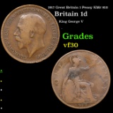 1917 Great Britain 1 Penny KM# 810 Grades vf++