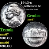 1943-s Jefferson Nickel 5c Grades GEM++ Unc