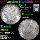 ***Auction Highlight*** 1891-p Morgan Dollar $1 Graded ms64+ BY SEGS (fc)