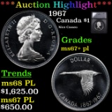 ***Auction Highlight*** 1967 Canada Dollar $1 Graded ms67+ pl By SEGS (fc)