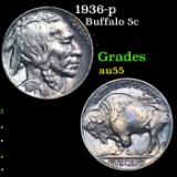 1936-p Buffalo Nickel 5c Grades Choice AU