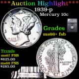 ***Auction Highlight*** 1939-p Mercury Dime 10c Graded ms66+ fsb By SEGS (fc)