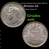 1944 Great Britain 6 Pence Silver KM# 852 Grades Choice AU