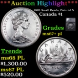 ***Auction Highlight*** 1965 Small Beads, Pointed 5 Canada Dollar $1 Graded ms67+ pl By SEGS (fc)