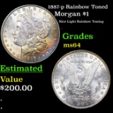 1887-p Morgan Dollar Rainbow Toned $1 Grades Choice Unc