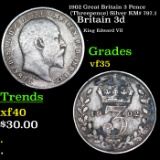 1902 Great Britain 3 Pence (Threepence) Silver KM# 797.1 Grades vf++