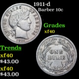 1911-d Barber Dime 10c Grades xf