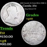 1909 Canada 25 Cents Silver KM# 11 Grades vg+