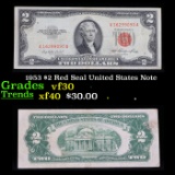 1953 $2 Red Seal United States Note Grades vf++